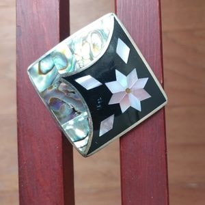 Alpaca Mexico Silver Abalone Brooch